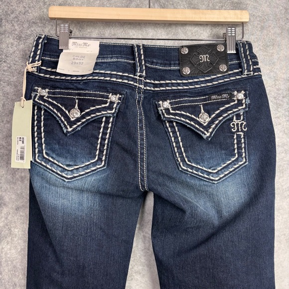 Miss Me Loose Saddle Stitch Border Chloe Bootcut Jeans Mid Rise 29x32 NWT - Picture 7 of 16